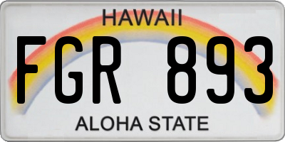 HI license plate FGR893