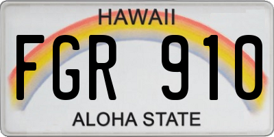HI license plate FGR910