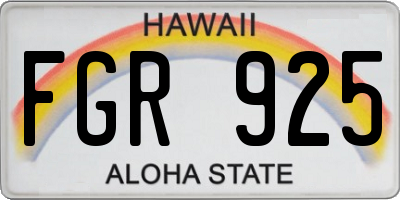 HI license plate FGR925