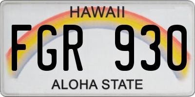 HI license plate FGR930