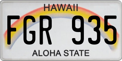 HI license plate FGR935