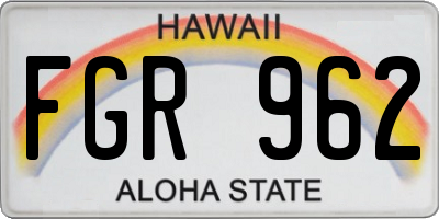 HI license plate FGR962