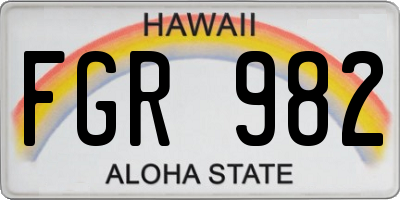 HI license plate FGR982