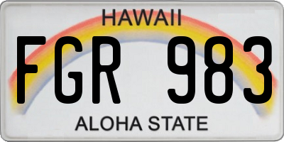 HI license plate FGR983