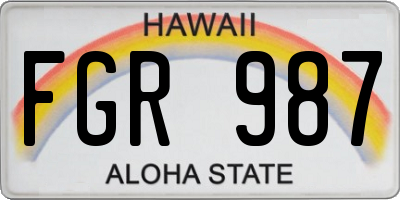 HI license plate FGR987