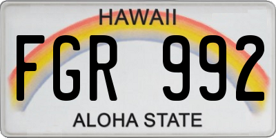 HI license plate FGR992