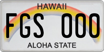 HI license plate FGS000