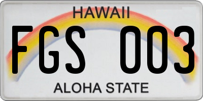 HI license plate FGS003