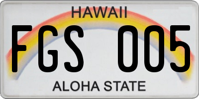 HI license plate FGS005