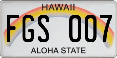 HI license plate FGS007
