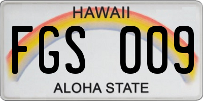 HI license plate FGS009