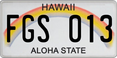 HI license plate FGS013