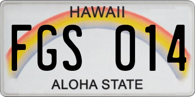 HI license plate FGS014