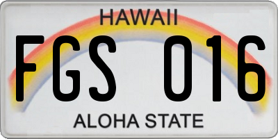 HI license plate FGS016