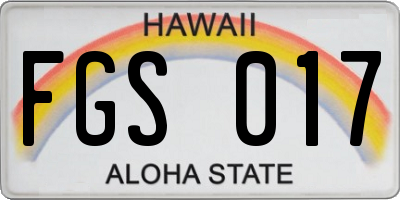 HI license plate FGS017