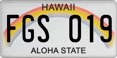 HI license plate FGS019