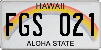 HI license plate FGS021