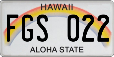 HI license plate FGS022