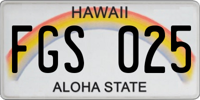 HI license plate FGS025