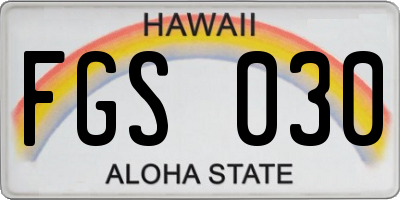 HI license plate FGS030