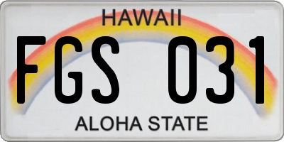 HI license plate FGS031
