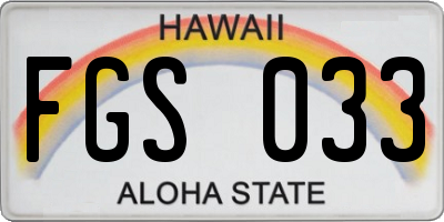 HI license plate FGS033
