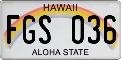 HI license plate FGS036