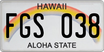 HI license plate FGS038