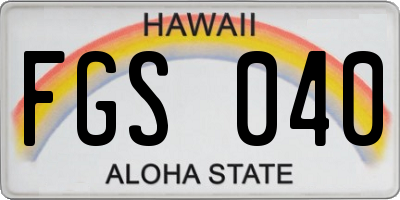 HI license plate FGS040