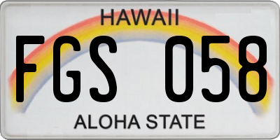 HI license plate FGS058