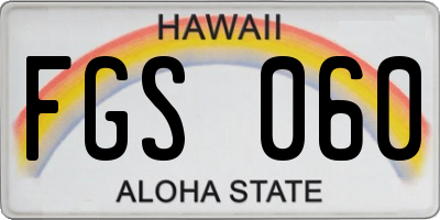 HI license plate FGS060
