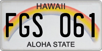 HI license plate FGS061