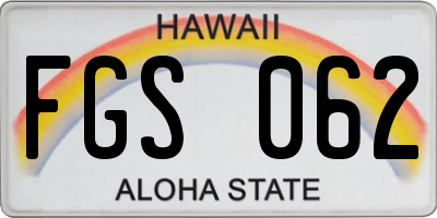 HI license plate FGS062