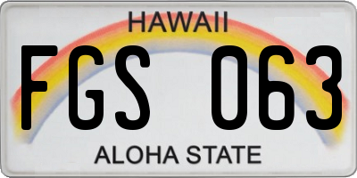 HI license plate FGS063