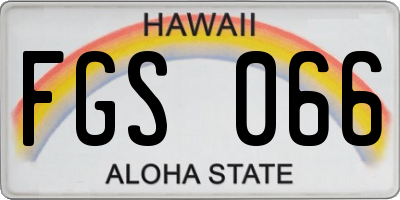 HI license plate FGS066