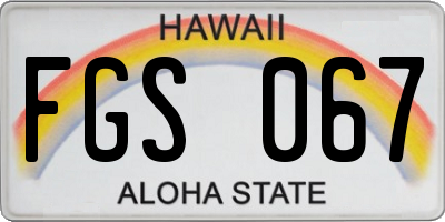 HI license plate FGS067
