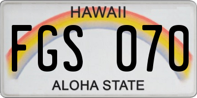 HI license plate FGS070