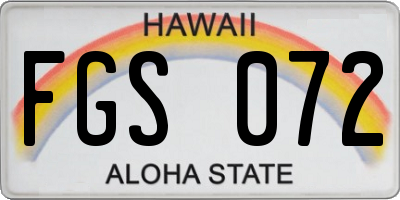 HI license plate FGS072