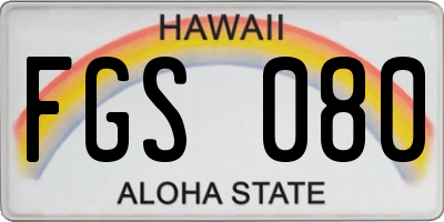 HI license plate FGS080