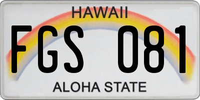 HI license plate FGS081