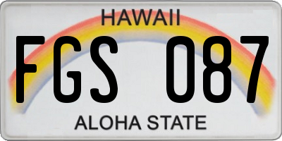 HI license plate FGS087
