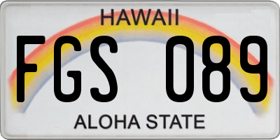 HI license plate FGS089