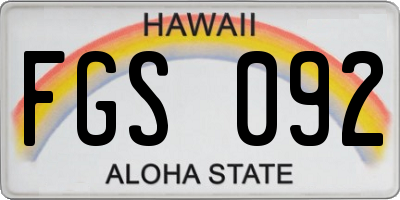 HI license plate FGS092