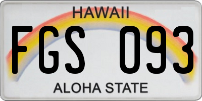 HI license plate FGS093