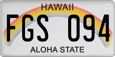 HI license plate FGS094