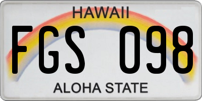 HI license plate FGS098