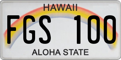 HI license plate FGS100