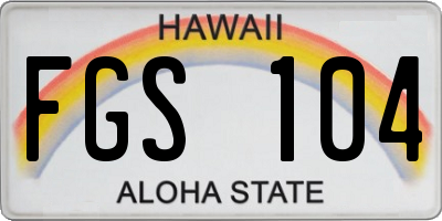 HI license plate FGS104