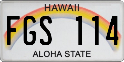 HI license plate FGS114