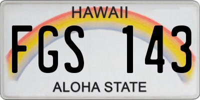 HI license plate FGS143